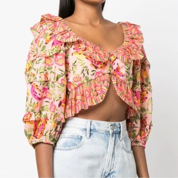 FARM Rio Multicolor Floral Ruffle Blouse - Picture 2 of 4